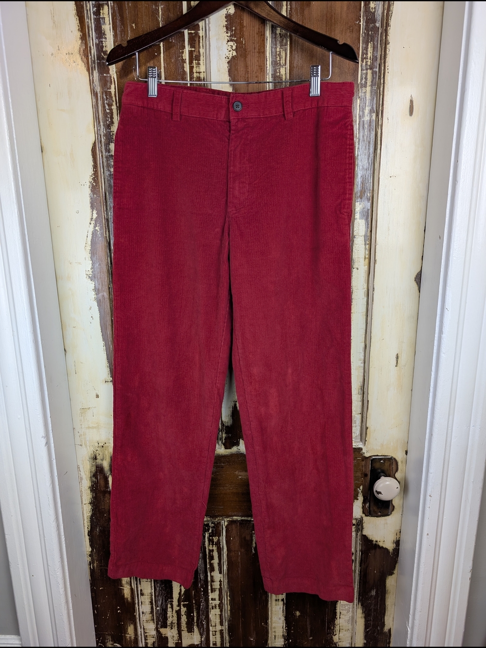 Y2K Vintage Chaps Red Corduroy Pants Men’s 32x32 Straight Leg Cotton Preppy